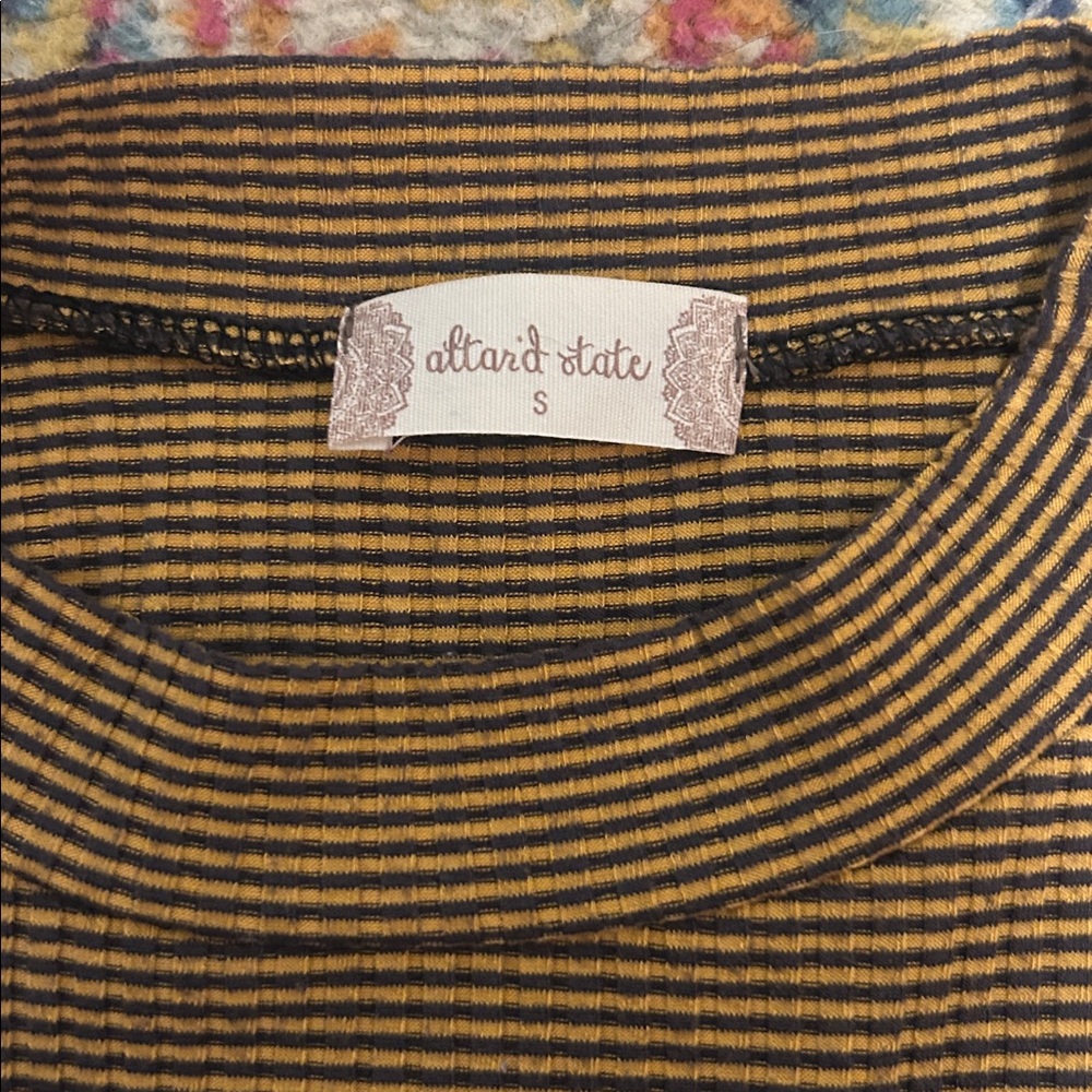Altar'd State Black and Tan Striped Long Sleeve Top - Picture 2 of 3